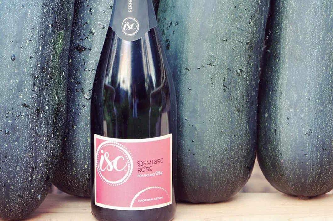 zucchini for chocolate cake and ISC Demi Sec Rosé